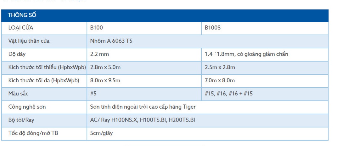 Thông số kỹ thuật b100s