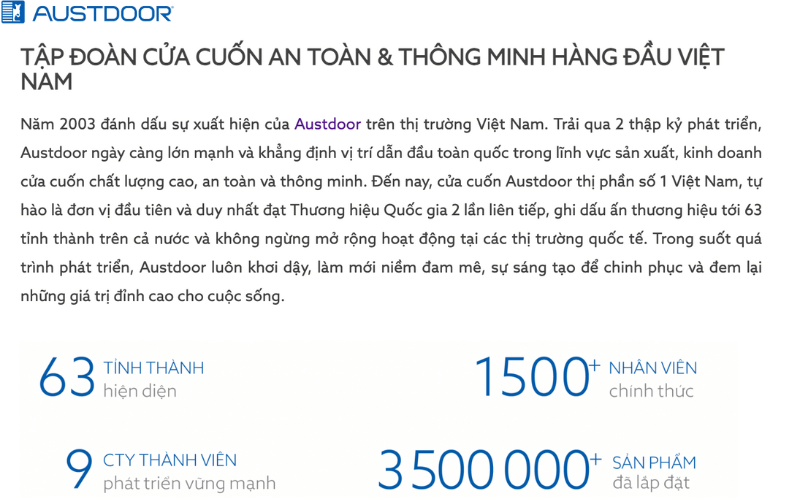 Chính sách hỗ trợ Đại lý Cửa cuốn Austdoor Huyện Tân Phú Đồng Nai