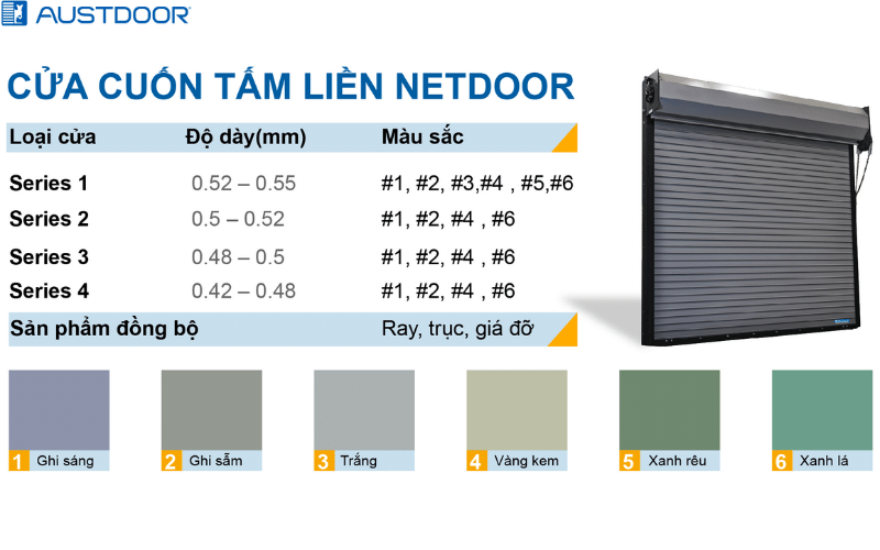 Khám phá Bảng màu độc đáo của Cửa cuốn Austdoor tại Thị xã Kiến Tường Long An