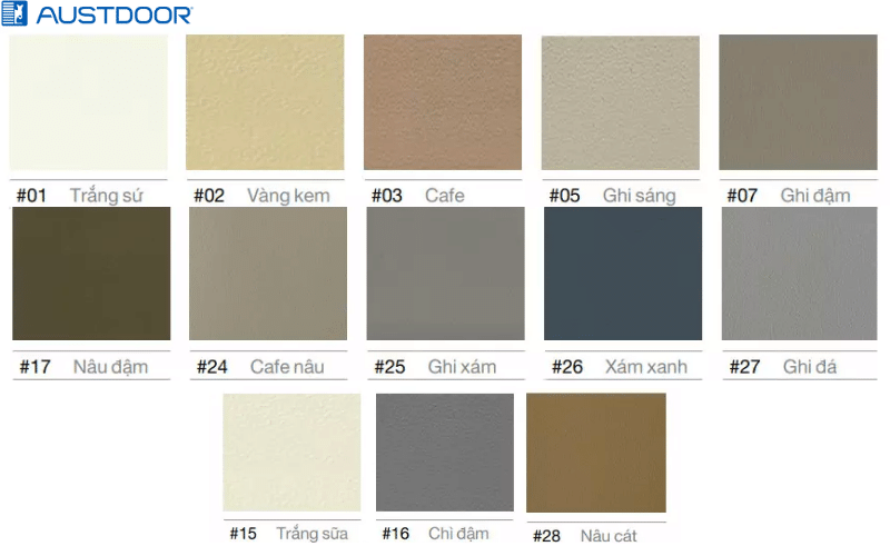 Khám phá Bảng màu độc đáo của Cửa cuốn Austdoor tại Thị xã Kiến Tường Long An