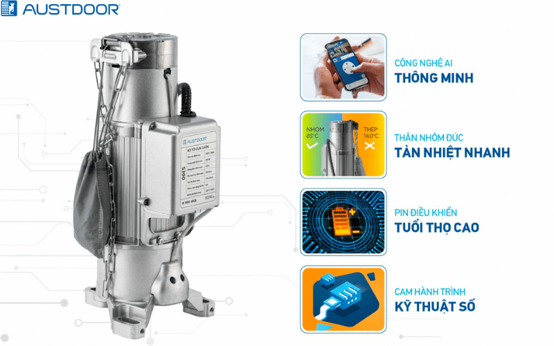Tìm hiểu bộ tời Cửa cuốn Austdoor Huyện Tân Trụ Long An