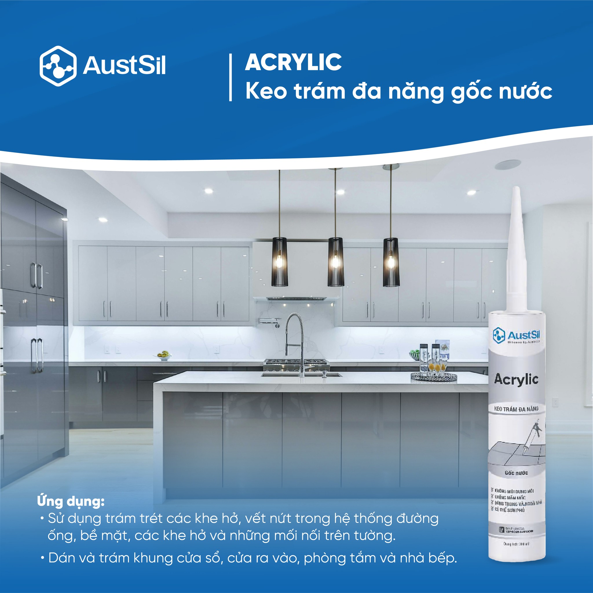 Keo Silicon Austsil 3 ACRYLIC