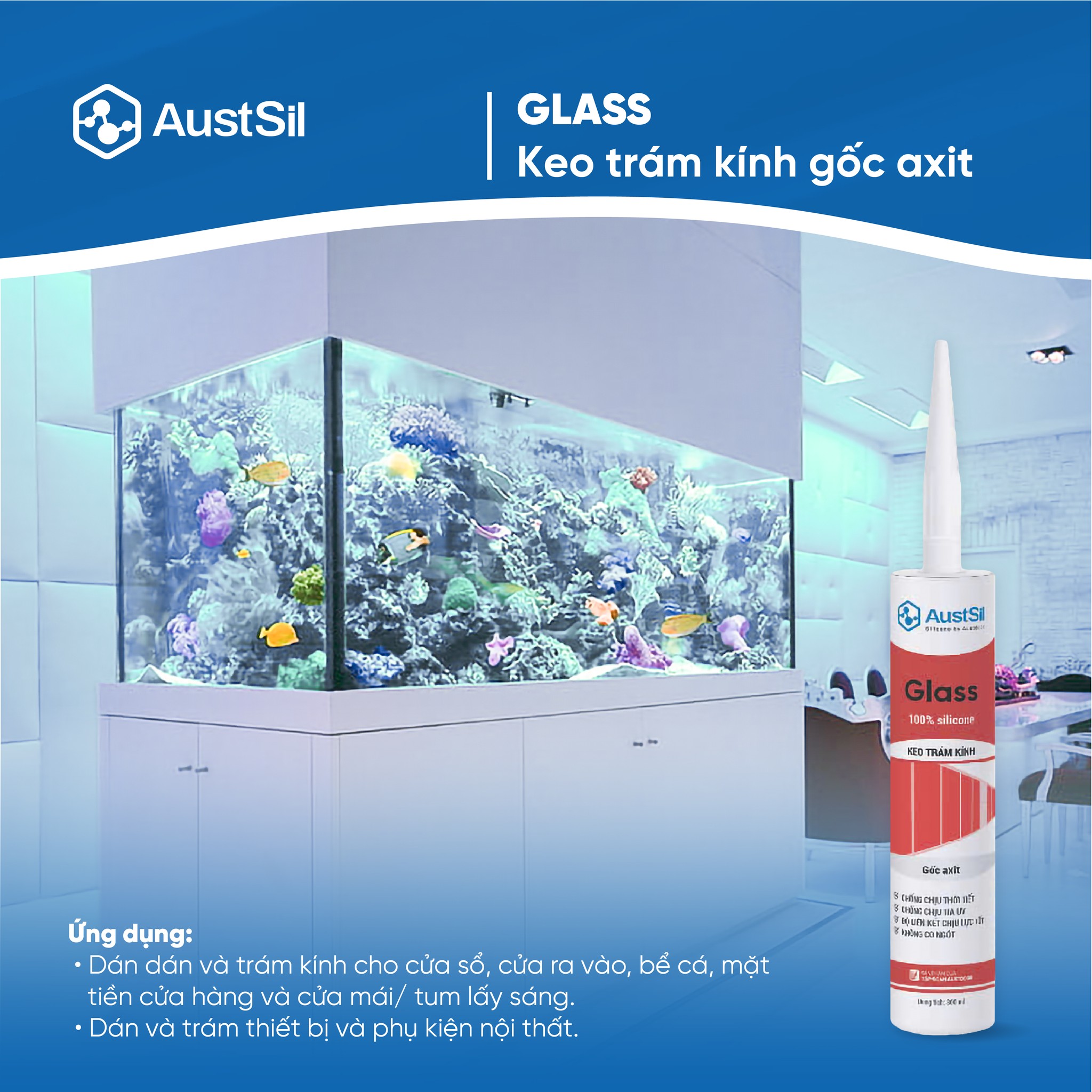 Keo silicon Austsill GLASS & METAL