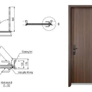 Bản vẽ kỹ thuật cửa thép vân gỗ Austdoor STAND-FIT