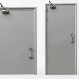 Chi tiết cơ chế tay gạt và gioăng trương nở trên cửa thép chống cháy Austdoor