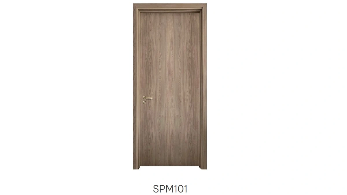 Cửa gỗ chống cháy Austdoor SPM101 tông vân gỗ sáng sang trọng