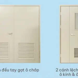 Cửa thép kỹ thuật Austdoor 2 cánh có ô chớp thông gió louver