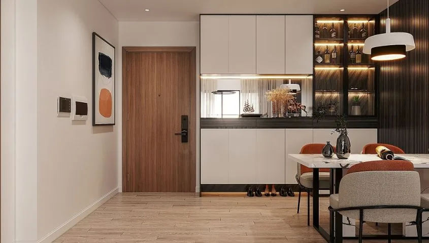 Cửa thép Austdoor TP Hồ Chí Minh - cửa thép vân gỗ trong căn hộ hiện đại