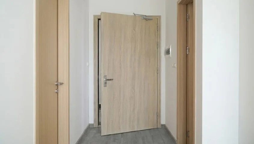 Lắp đặt cửa thép Austdoor Đắk Lắk - cửa vân gỗ màu sáng trong showroom