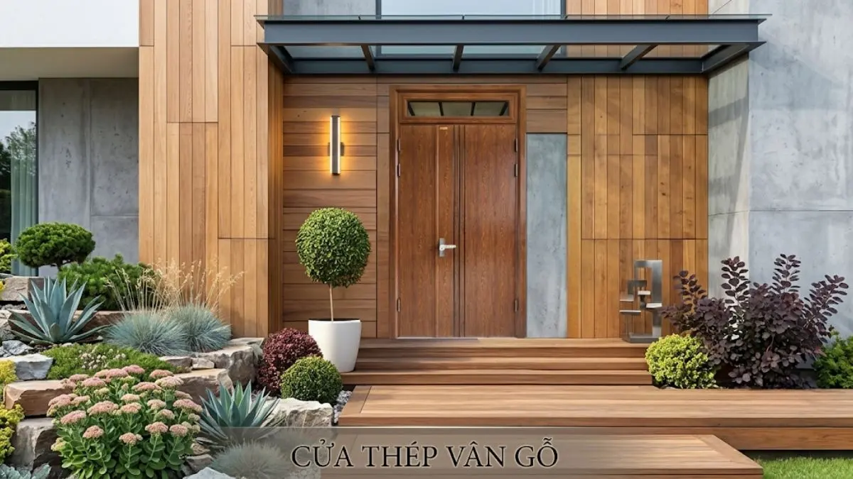 Cửa thép vân gỗ Austdoor cho nhà phố và biệt thự