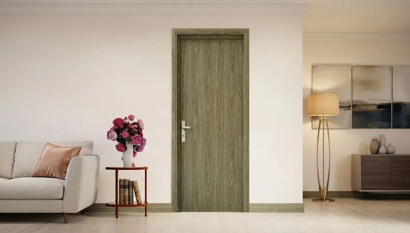 Khuôn nẹp cửa gỗ hoàn thiện quanh ô tường