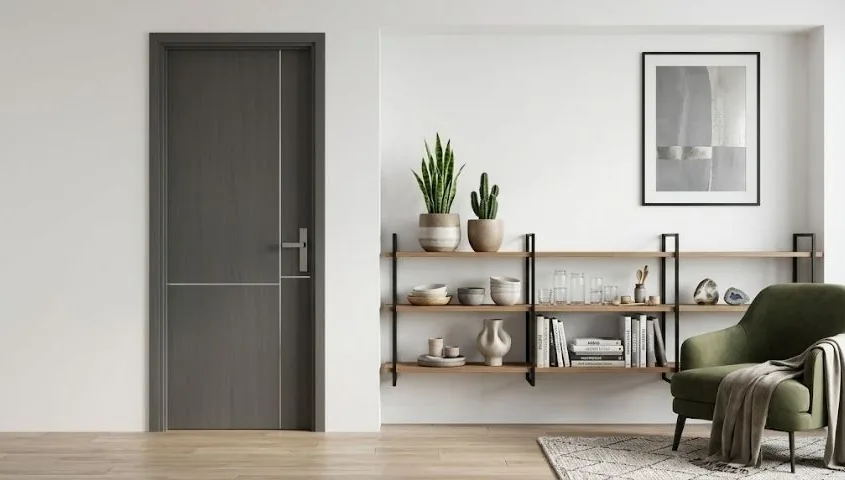 Khuôn nẹp cửa gỗ hoàn thiện quanh ô tường