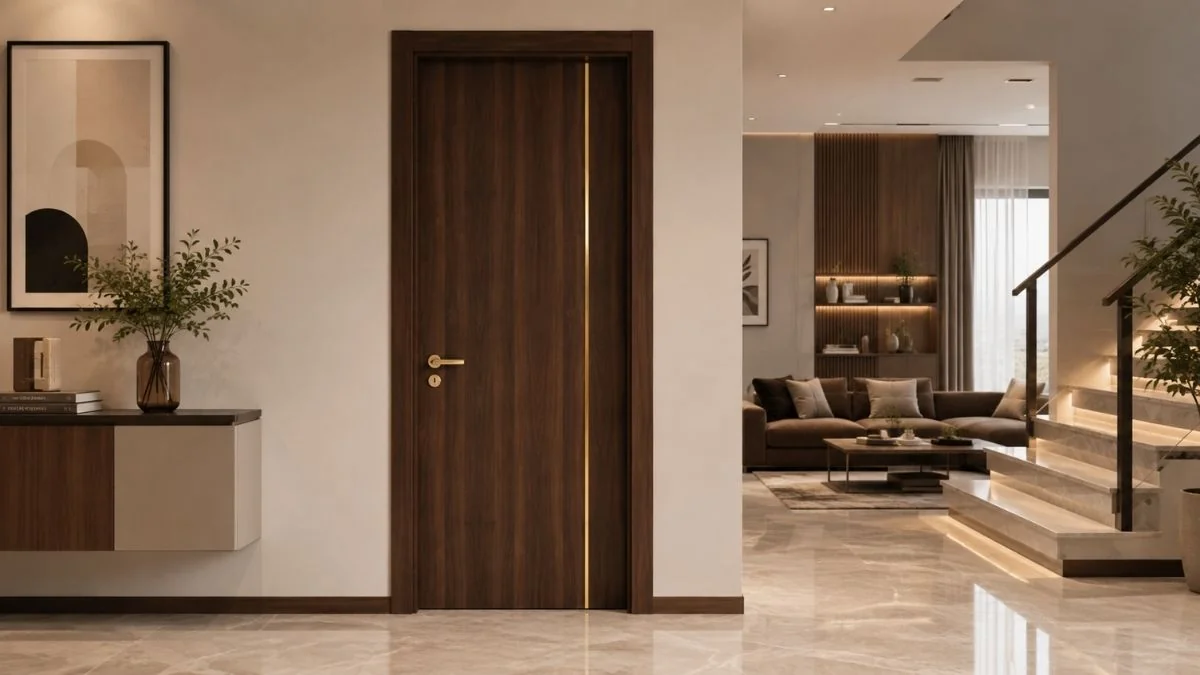 Cửa gỗ căn hộ Austdoor trong không gian bàn giao hoàn thiện
