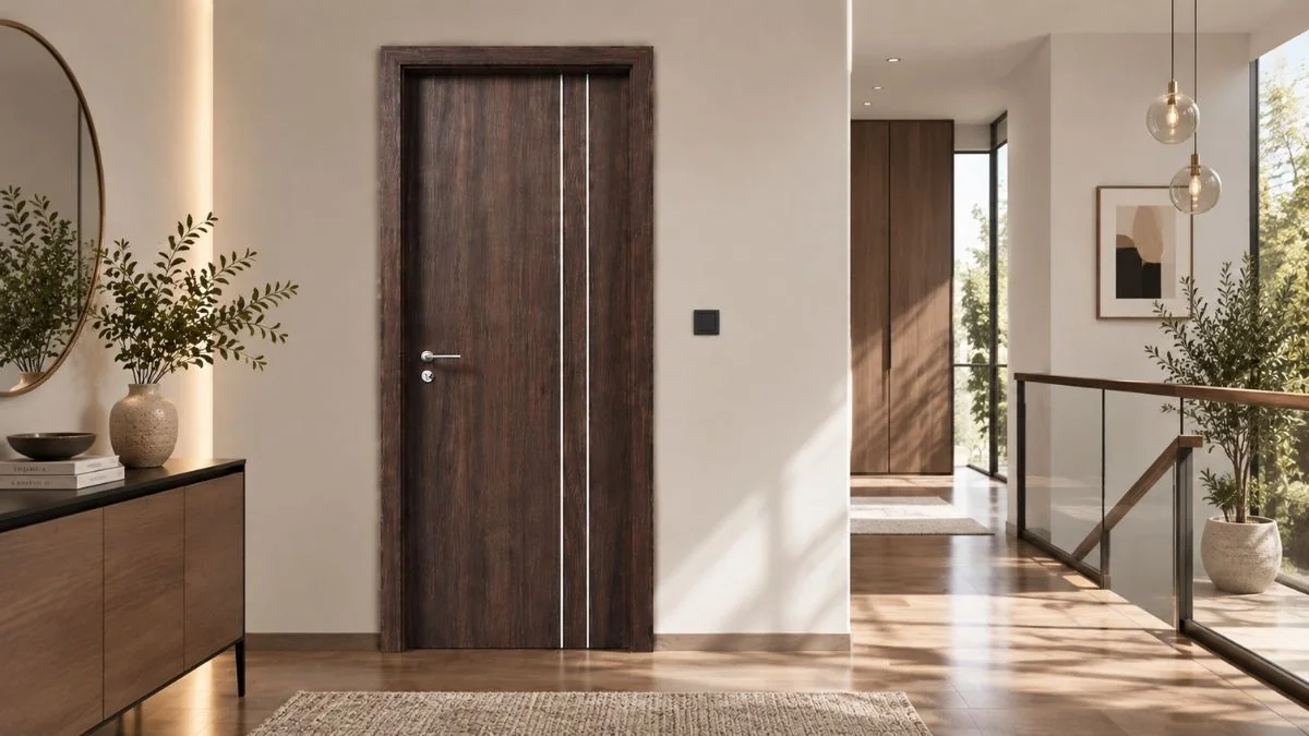 Cửa gỗ đẹp Austdoor phối cùng không gian nội thất hiện đại