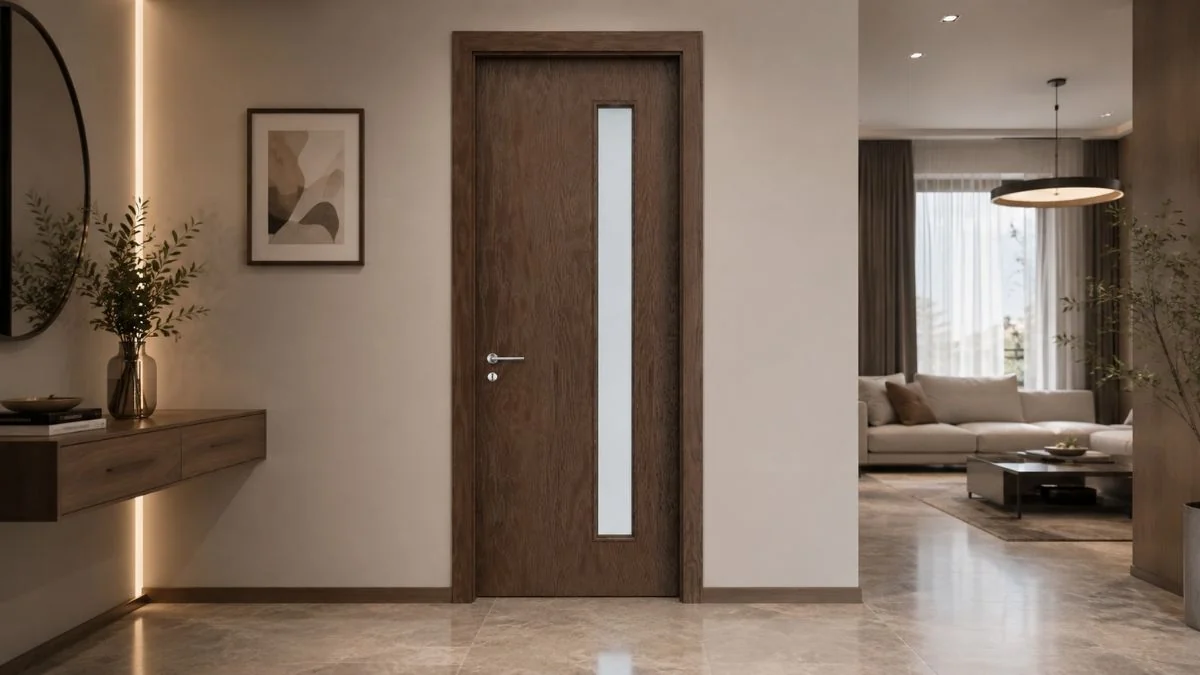 Cửa gỗ phòng ngủ Austdoor màu sáng cho phòng nhỏ
