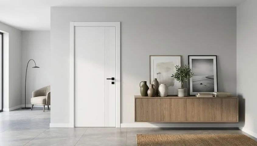 Chân khuôn cửa gỗ Austdoor Cà Mau - xử lý điểm tiếp giáp nền