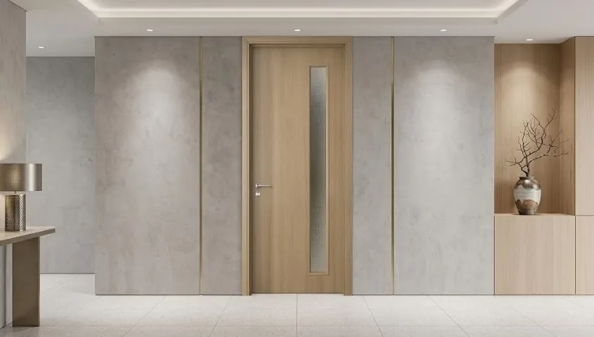 Lắp cửa gỗ Austdoor - căn khe cánh sau khi cố định khuôn