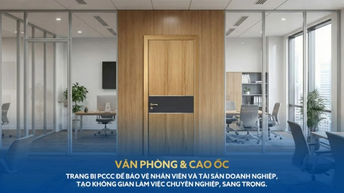 Mẫu cửa gỗ chống cháy Austdoor cần đồng bộ phụ kiện