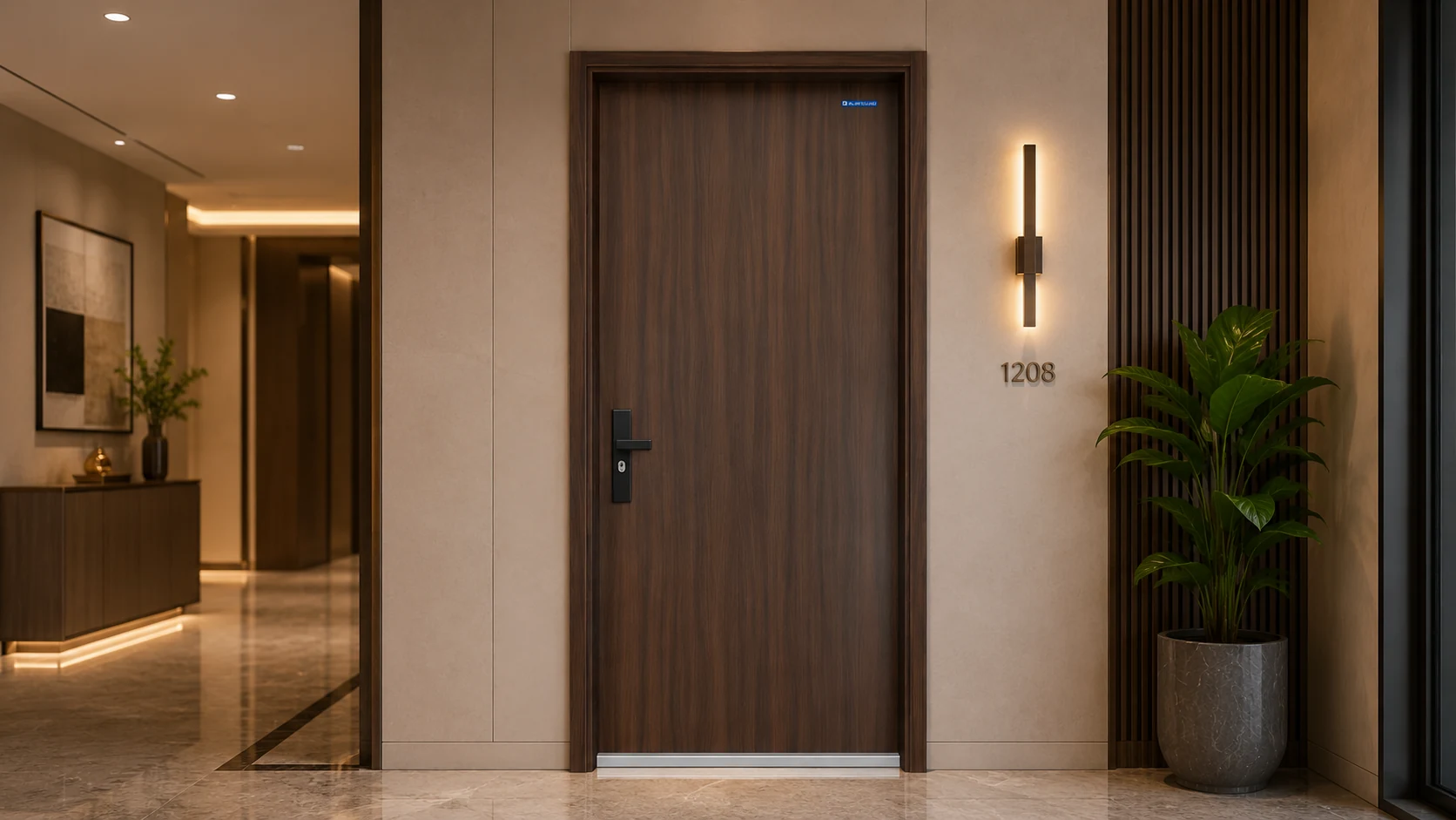 Mẫu cửa thép vân gỗ Austdoor tại không gian nội thất