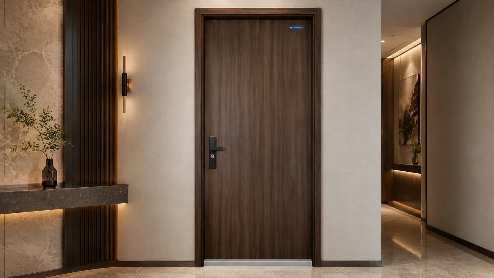 Mẫu cửa thép vân gỗ Austdoor tại không gian nội thất