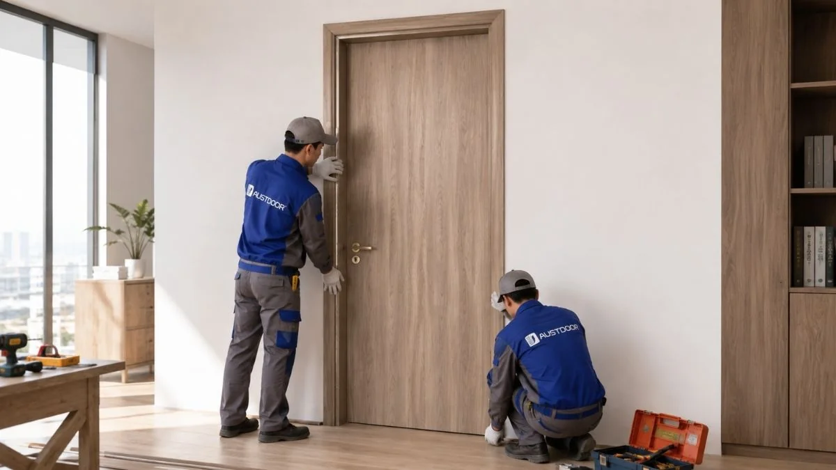 Mẫu cửa thông phòng Austdoor sau khi hoàn thiện